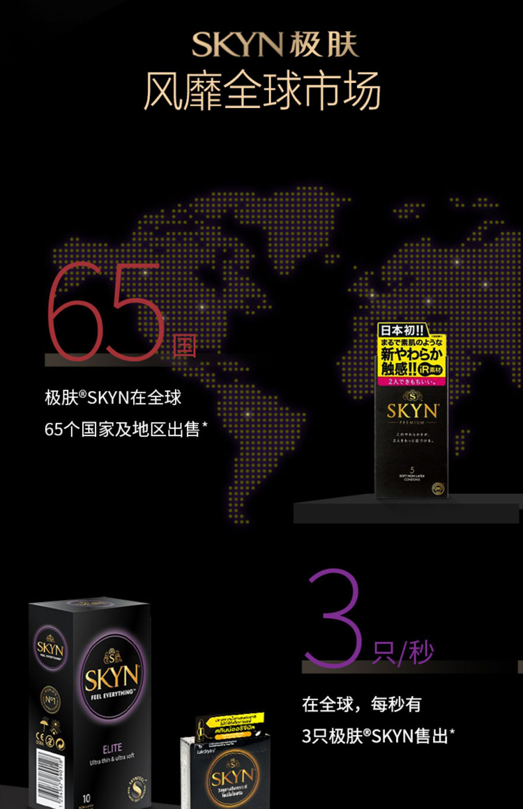 杰士邦skyn极肤避孕男士安全套y非乳胶专用零感薄001正品店皮肤套男性