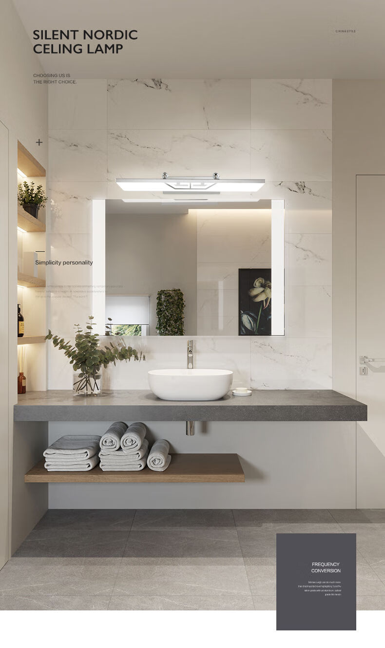 led金色镜前灯浴室银色镜面灯洗手间简约现代镜柜可伸缩长短灯具金色