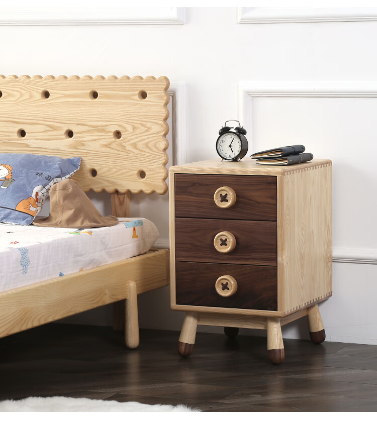 简约木蜡油白蜡木家具水性漆实木纽扣牛奶斗柜床头柜木蜡油双拼牛奶