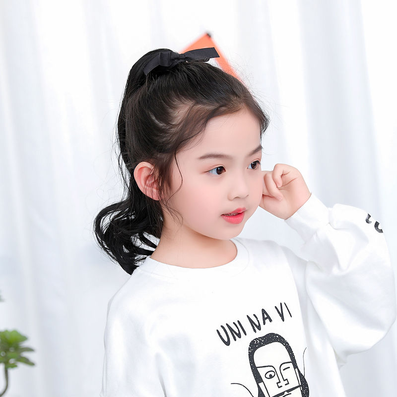 儿童假发卷发长发马尾 绑带式宝宝假发卷发马尾儿童假发马尾 卷发