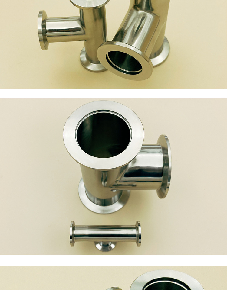 kf真空变径三通304不锈钢异径三通16快装25卡箍40接头50卡盘配件1 kf