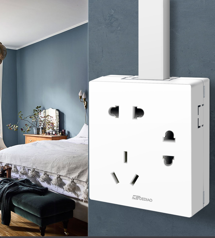 德雕电工开关插座面板 新款墙壁电源明装经典白纯白明线雅白23插座二