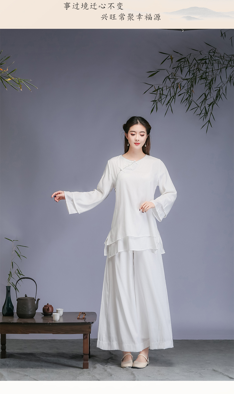 禅服佛系女棉麻打坐居士服2021夏季新款禅意中国风唐装汉服套装白色大
