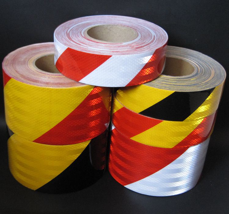 40黑黄电力反光膜电线杆红白防撞反光贴条电网交通警示柱桩胶带8020cm