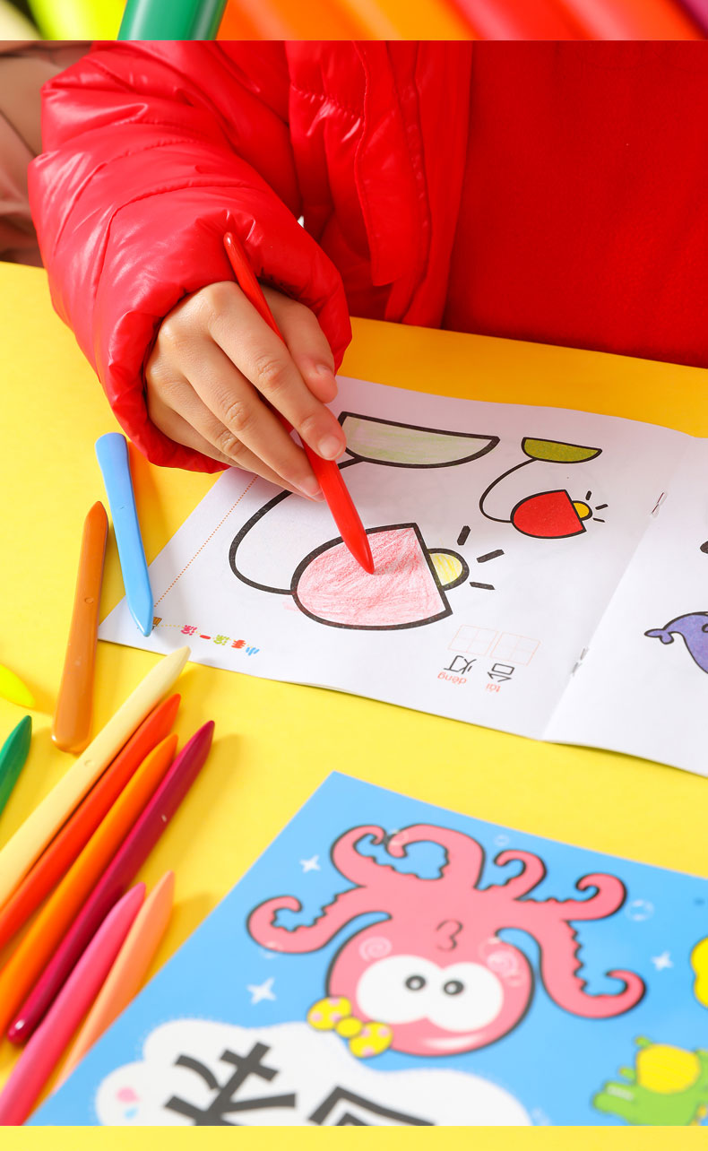 fgacct 36色绘画套装三角蜡笔不脏手儿童画画笔彩色油画棒不掉色幼儿