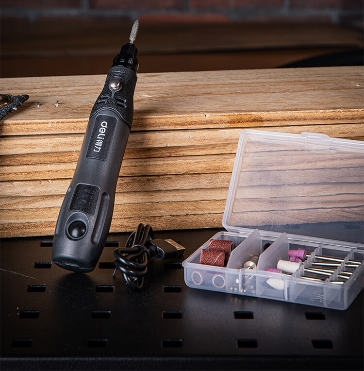 得力(deli)电磨机小型打磨机电磨笔雕刻机充电磨光机电动雕刻工具 dl