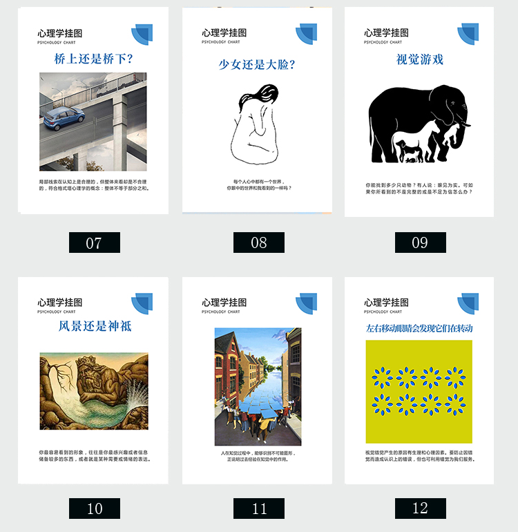 心理咨询室装饰画心理学挂画错觉双关挂图心理咨询室布置视觉装饰画