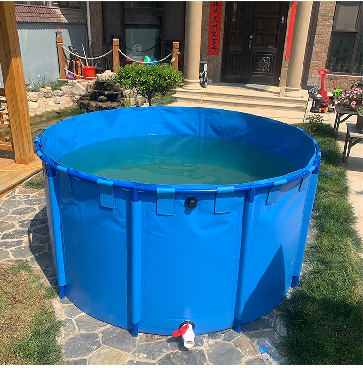 帆布鱼池圆形加厚带支架折叠养鱼池大型养殖塑料水池锦鲤暂养池加固