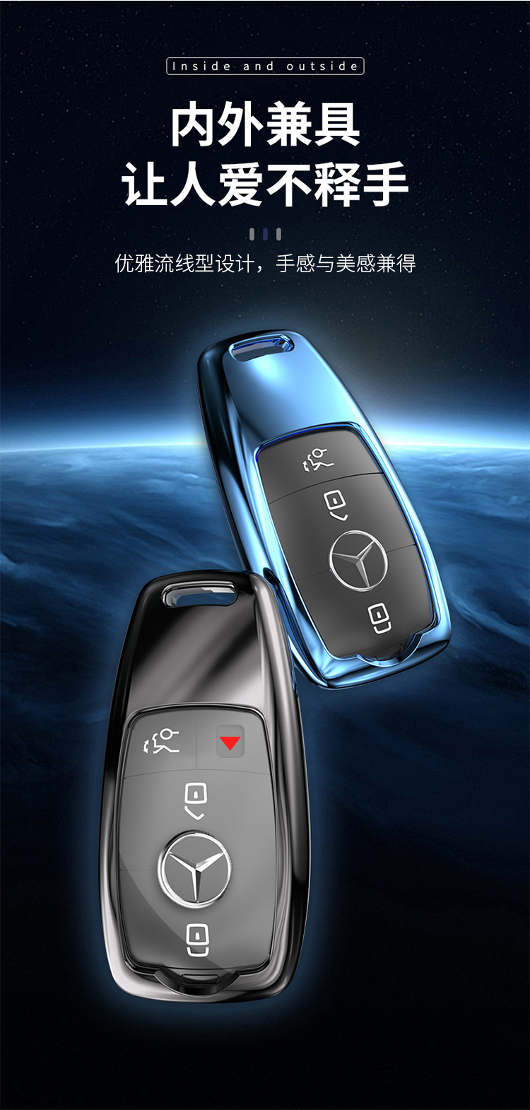 适用于奔驰gls450钥匙壳2021款车钥匙套专用gls400/gle450保护包扣