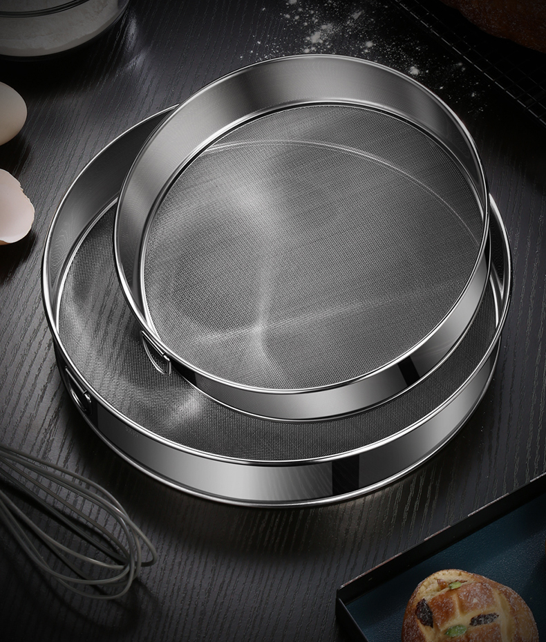 德国面粉筛304不锈钢过滤细漏网筛子60目家用厨房烘焙手持304钢60目