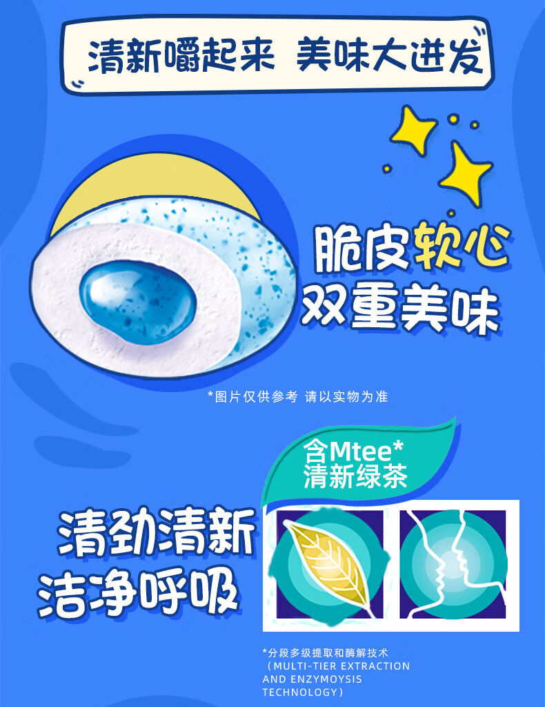 曼妥思清劲夹心无糖口香糖56g瓶装包装薄荷强劲爆浆夹心零食青柠薄荷
