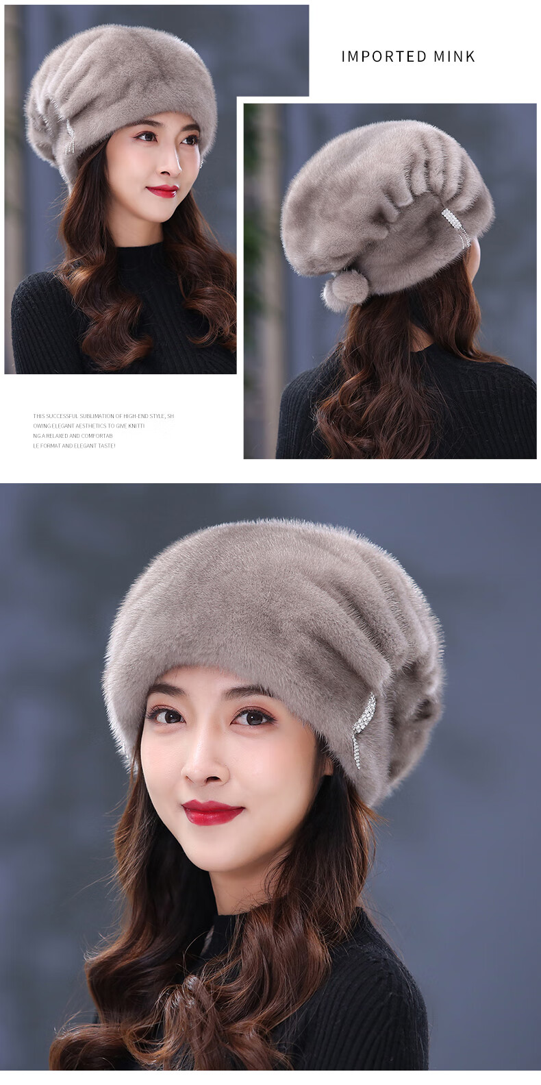 貂皮帽子 貂皮帽子女士冬季整貂毛护耳圣诞帽时尚韩版保暖真皮草帽子