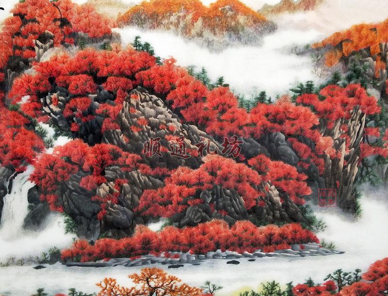 苏绣鸿运当头苏州手工刺绣成品挂画大幅山水风景客厅装饰画 鸿运当头