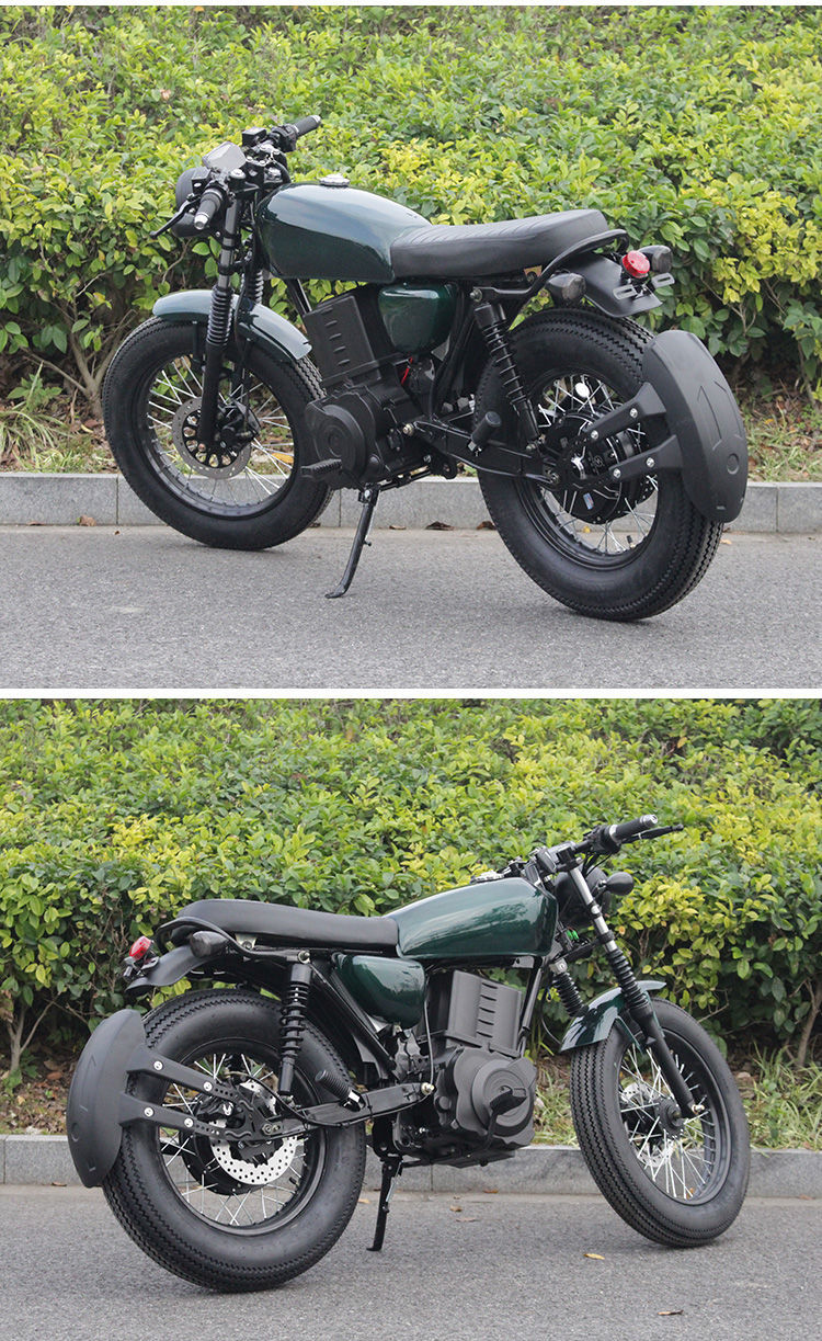 cg复古摩托车太子燃油车72v电摩狒狒街车哈雷款越野重机车电动车红色