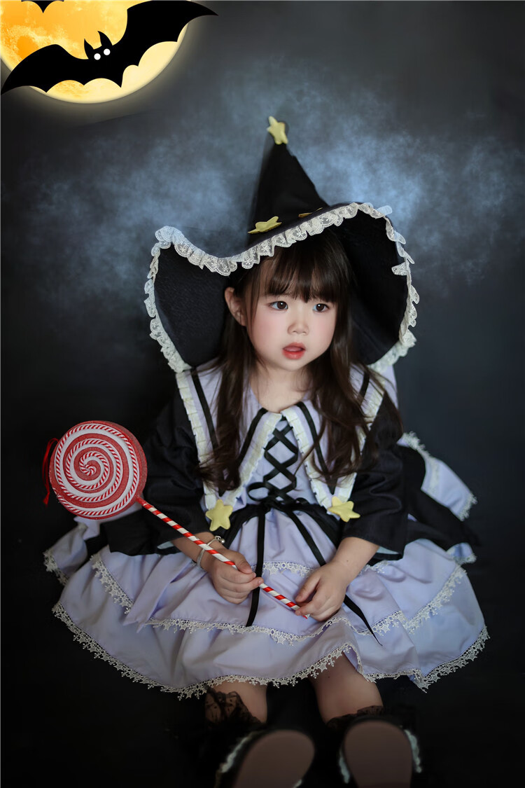 万圣节洛丽塔cos服小魔女洛丽塔裙子女巫表演连衣裙蓬蓬裙 加绒魔法裙