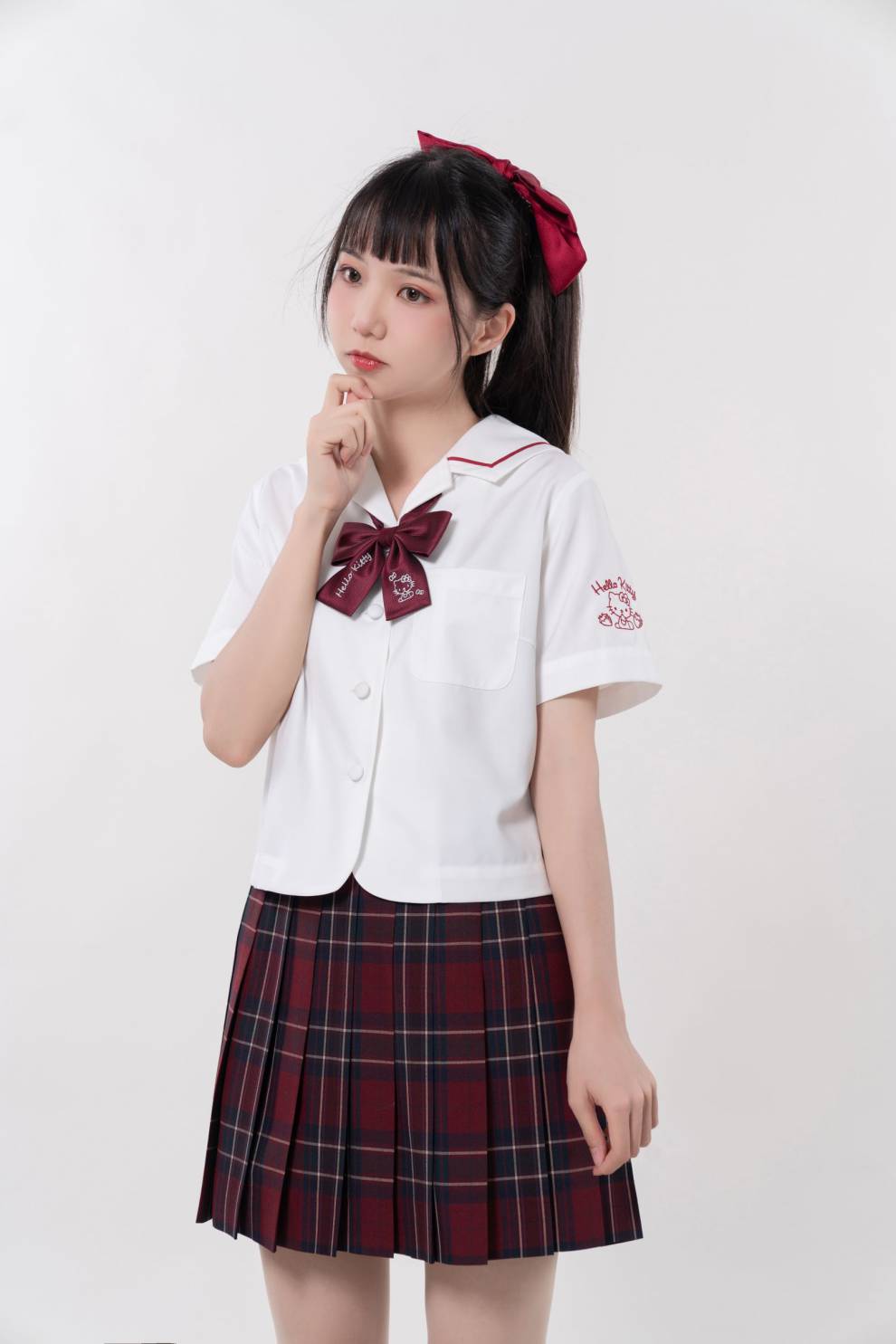 梗豆物语三丽鸥凯蒂猫开襟水手领jk制服短款衬衫凯蒂猫开襟水手领衬衫