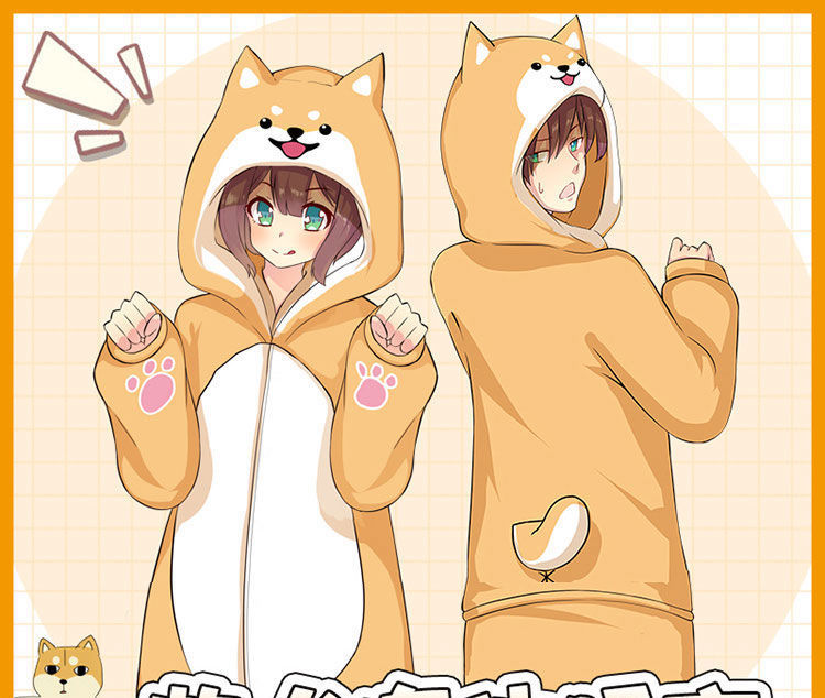 shihokoo柴犬连体睡衣法兰绒秋冬新款柯基二次元动漫周边情侣居家卡通