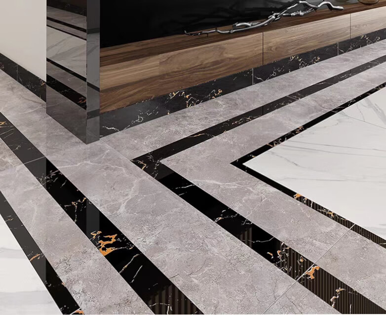 全瓷踢脚线黑白灰色亮光10*80地脚线瓷砖波打线现代客厅 浅墨灰(圆边)