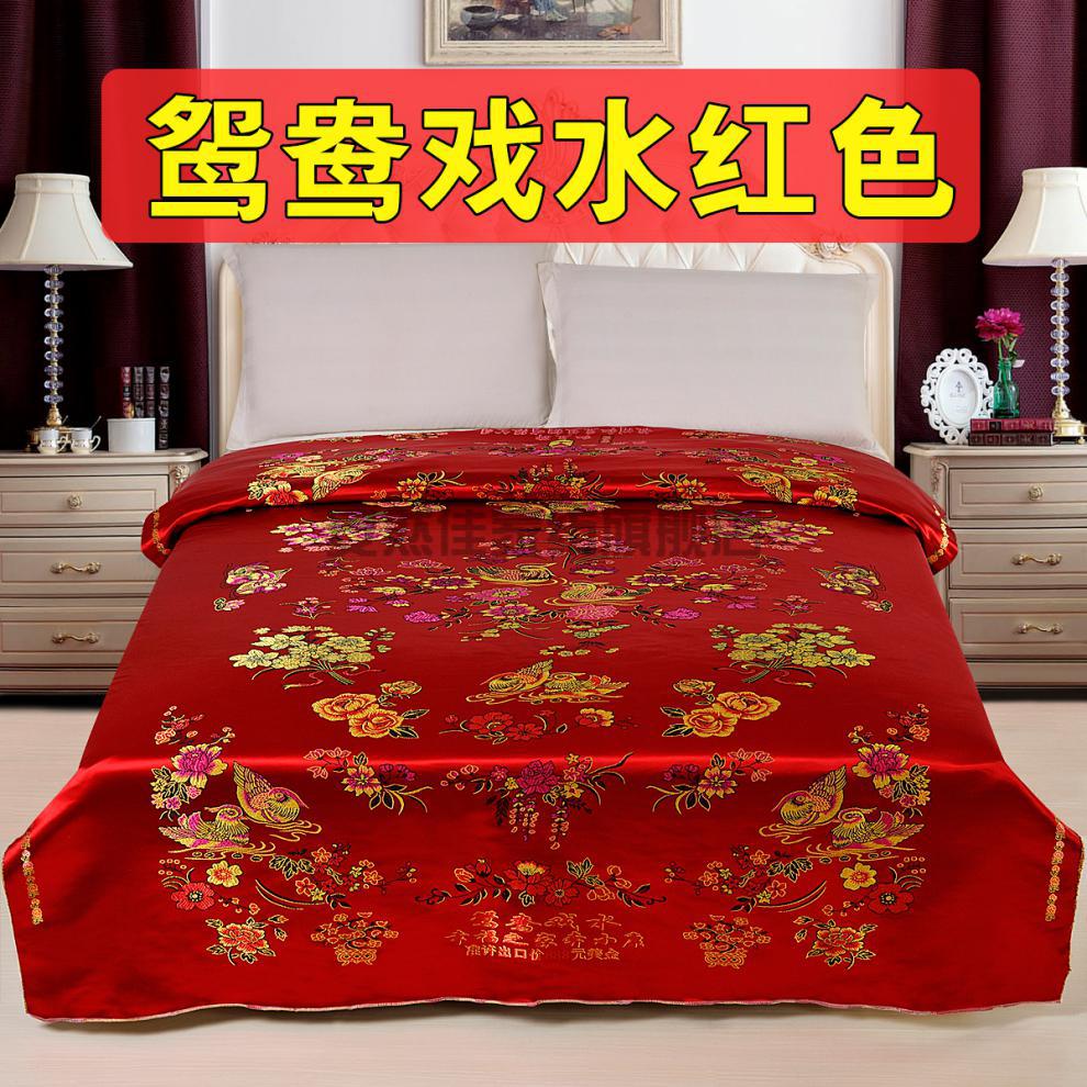 老传统杭州绸缎布料被套婚庆丝绸被面软缎缎子被面结婚七彩织锦缎被面