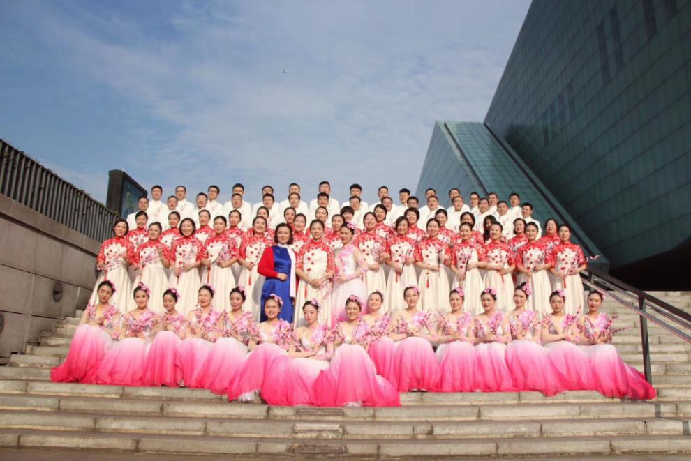余芷 成人大合唱团演出服女2021夏季新款服装青花瓷成人学生短裙古筝