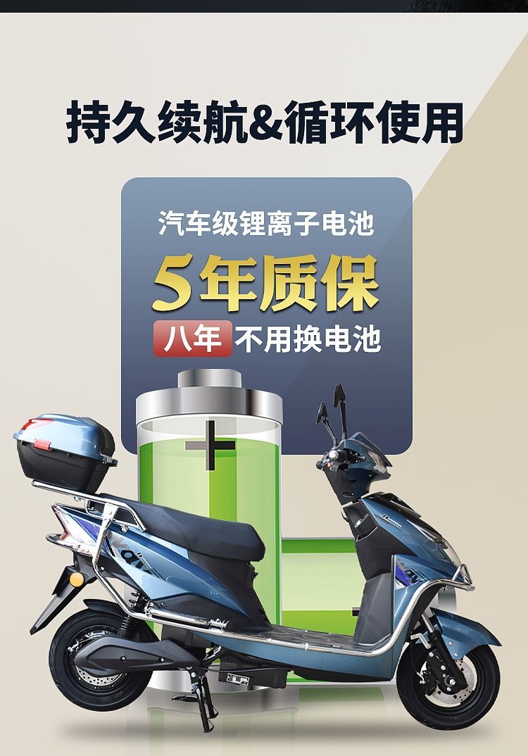 鋰電爬坡王電瓶摩托車白色送護槓尾箱72v1200瓦電機適合平原18ah原