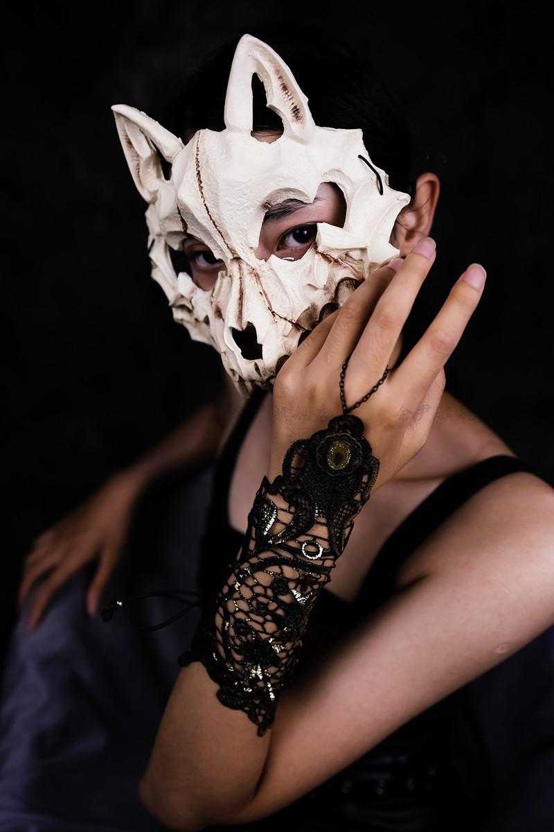 美女面具头套 燕尾蝶家抖音公山羊骨面具全脸男士动物表演51公主视频