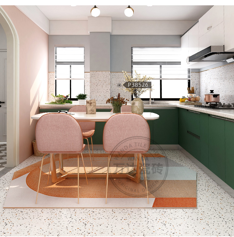 彩色水磨石瓷砖600x600客厅地砖灰色仿古砖80080厨房墙砖300600不含