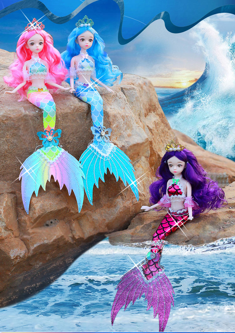 洋芭比娃娃美人鱼公主玩具女孩子儿童玩偶生日礼物套装网红手工办魅力