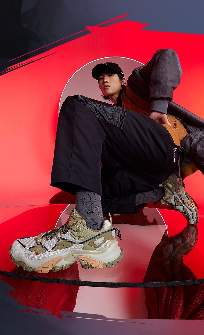 商场同款特步x少林联名款休闲鞋男子潮流百搭运动鞋舒适鞋子男鞋灰45