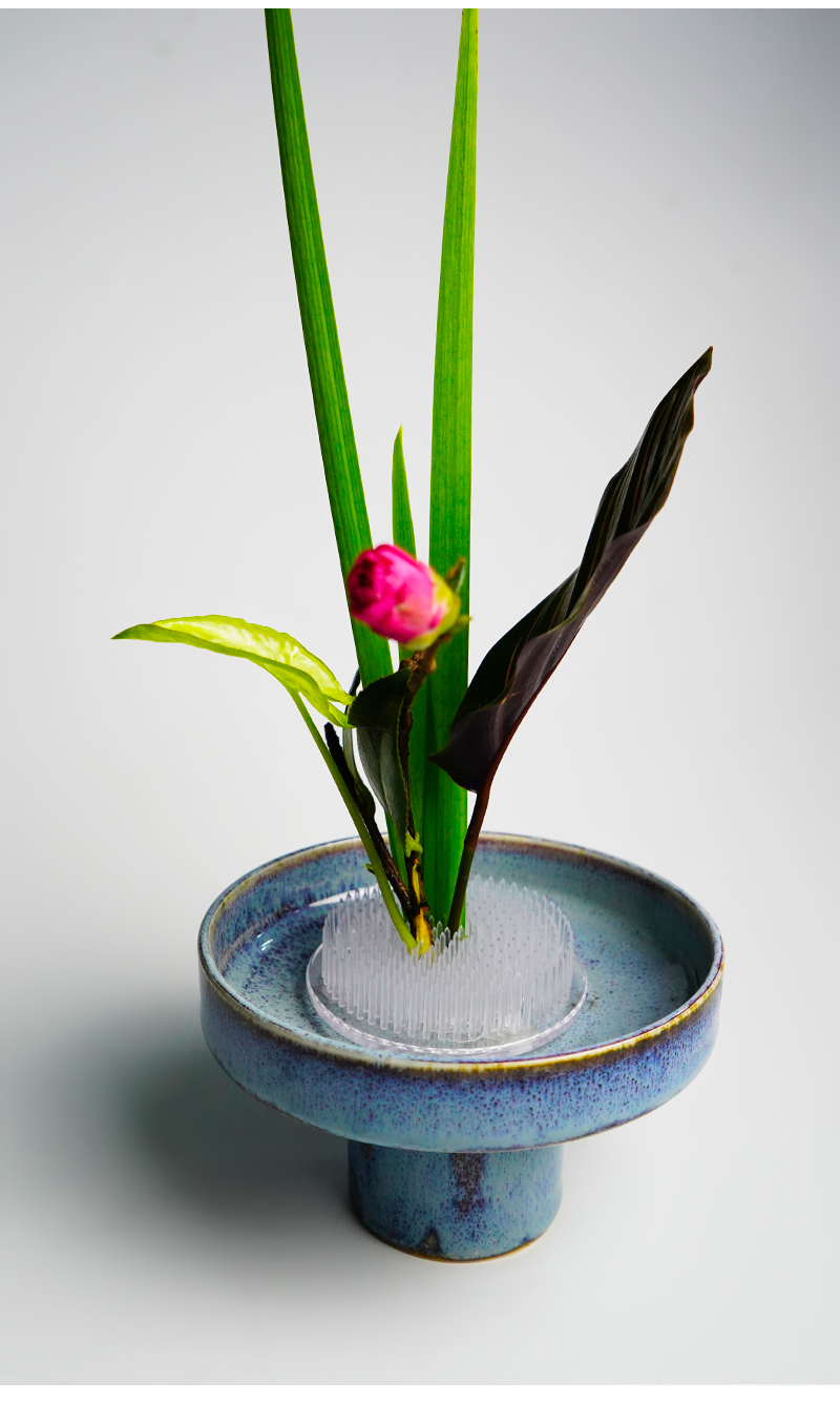 透明剑山日本插花底座花插小原流花道花艺隐形吸盘固定工具普通7cm