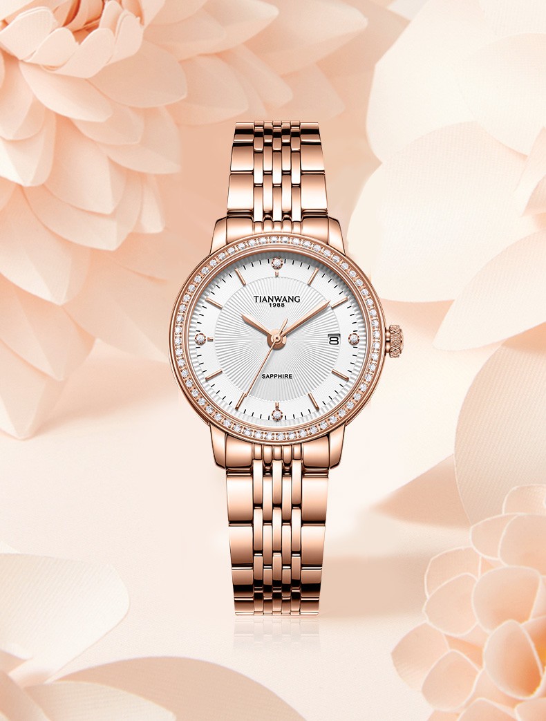 天王表tianwang手表商场同款简约时尚锆钻石英女表情人节生日礼物