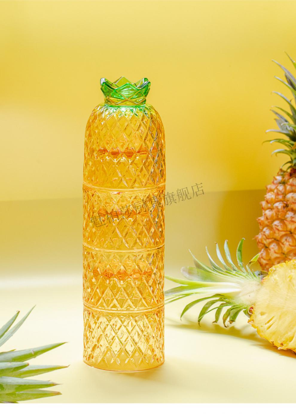 创意菠萝杯树可嘿凤梨玻璃杯创意杯子套装ins杯女夏家用可叠放菠萝杯