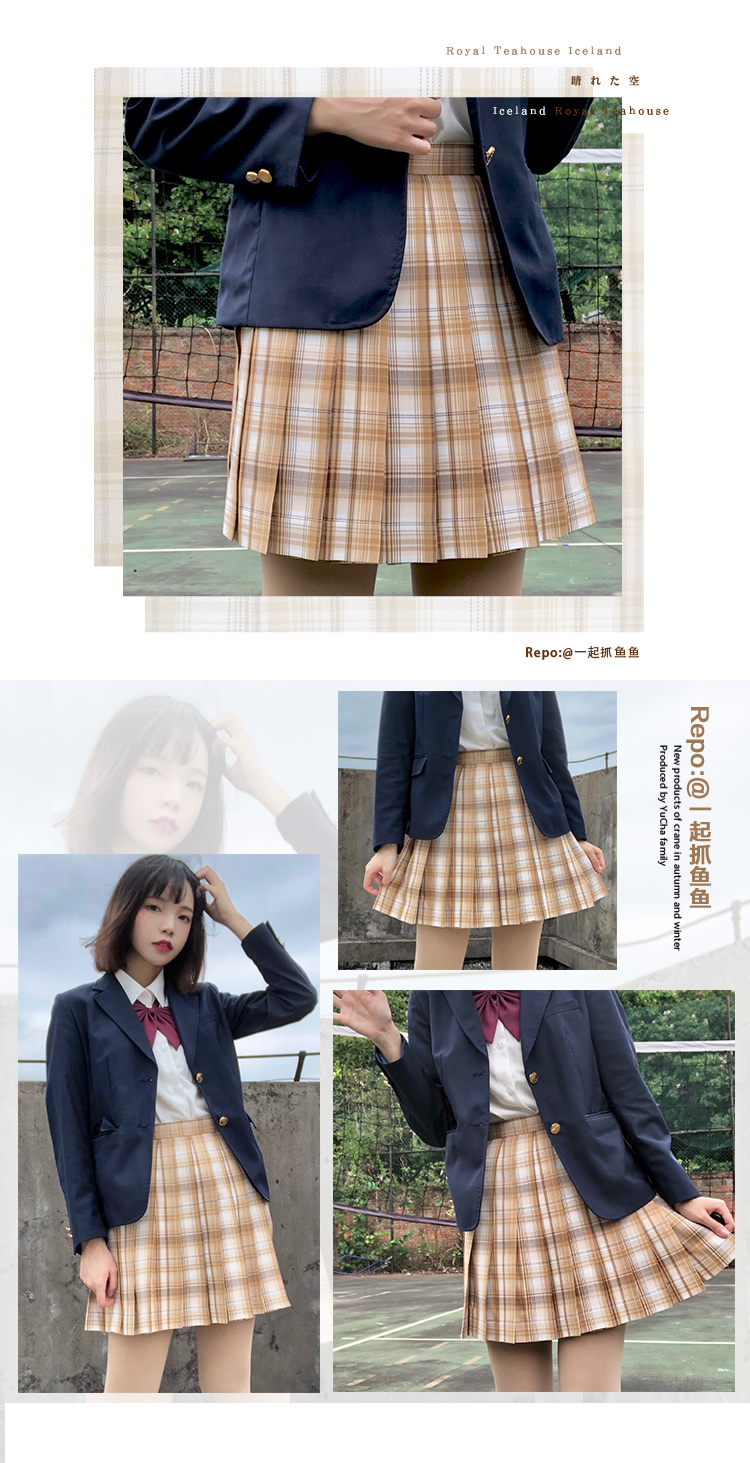 御茶家鹤秋原创jk制服格裙同格小物平角兔耳斜角领结配饰羽根