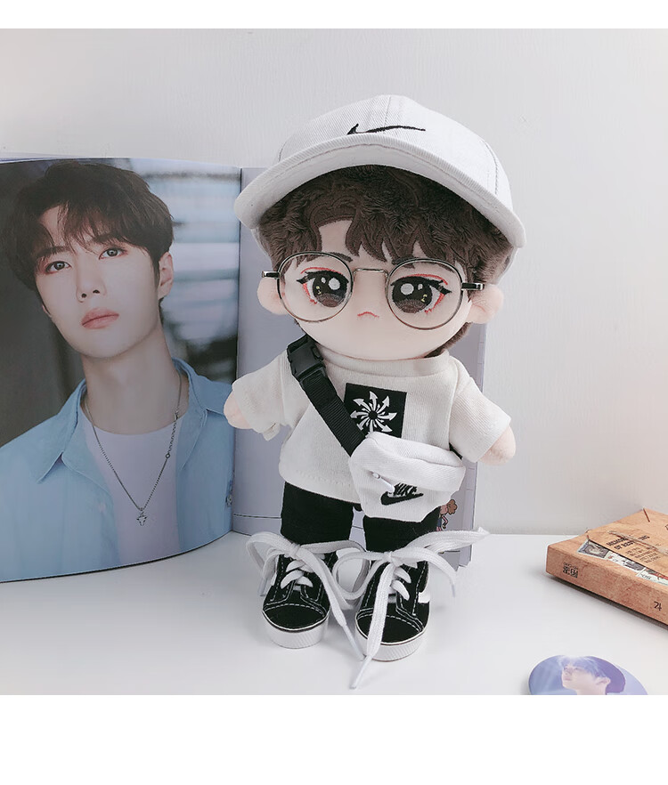 棉花娃娃预售20cm王一博娃娃棉花公仔人形玩偶卡通同款q版可换装棕发