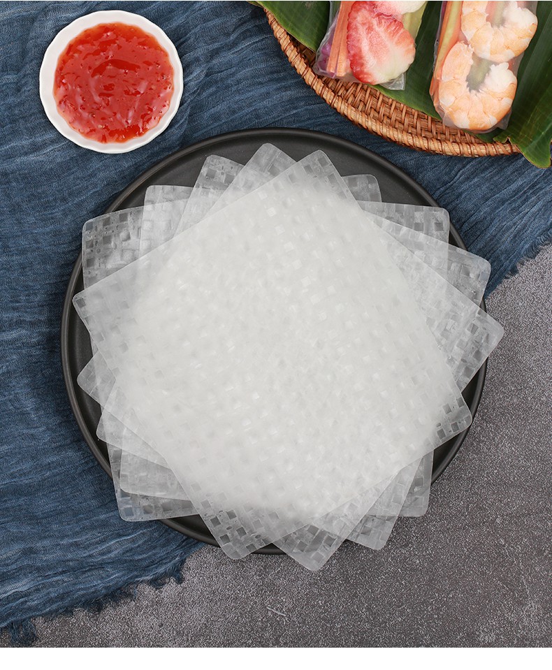 京选参团春卷皮薄饼皮水晶透明米纸蔬菜鸡肉卷蘸酱即食春饼款春卷皮