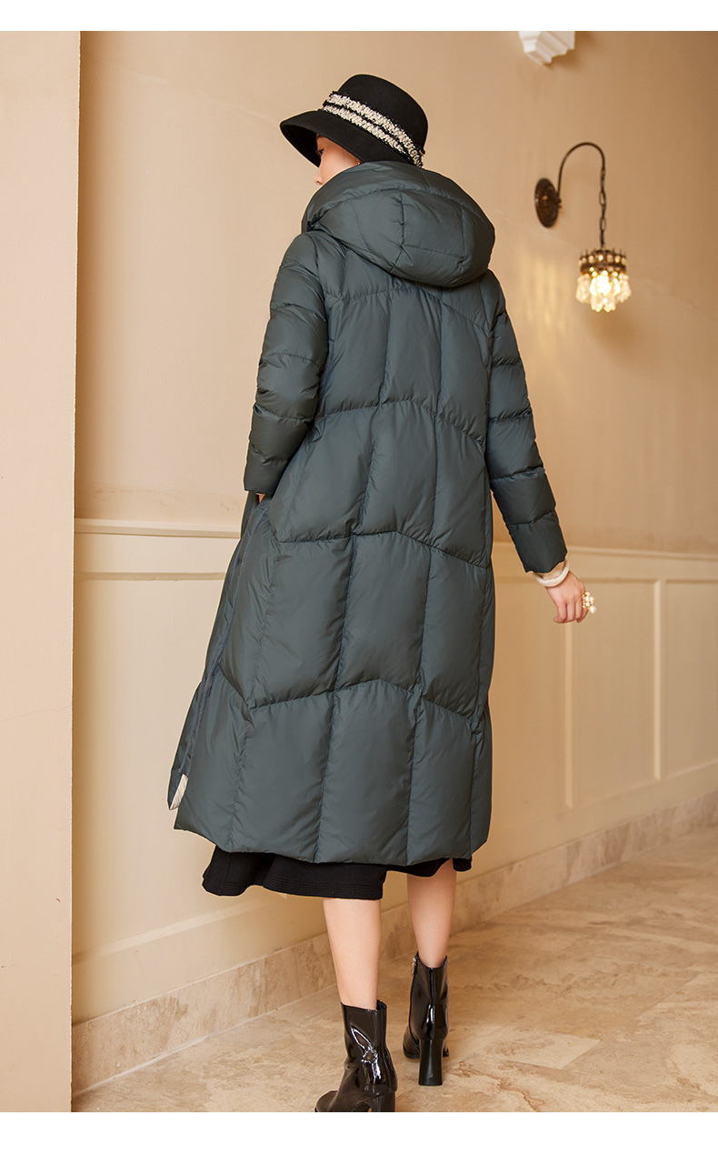 亦朵品牌时尚白鹅绒中长款羽绒服冬装女士加厚外套新款高端洋气 墨