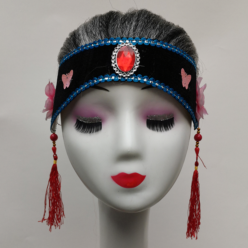 小品老太太头饰戏剧媒婆假发头套媒婆头饰老太婆帽子假发老奶奶发套