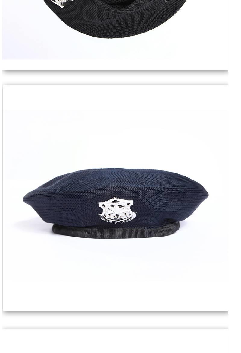 保安帽 黑色保安帽子贝雷帽透气工作帽春秋礼仪帽网眼男女保安贝雷帽