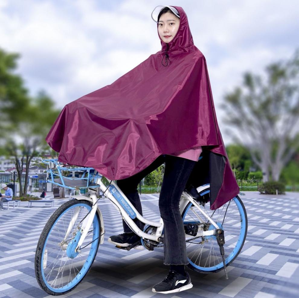 雨衣自行车雨披共享单车男女士成人单人单帽檐加厚牛津布骑行雨衣单人