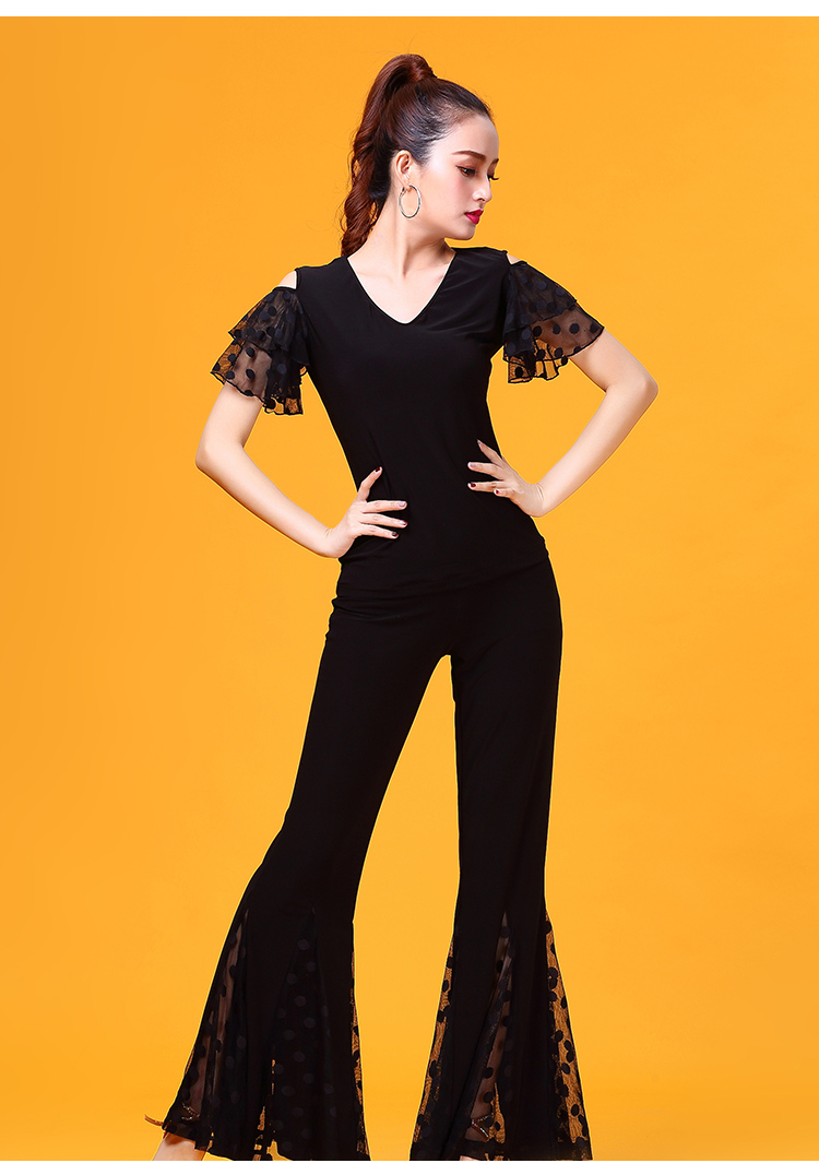 交谊舞服装女上衣 摩登舞上衣女短袖新款广场拉丁舞蹈练功服新款跳