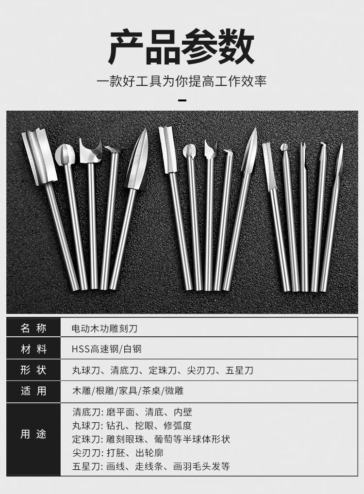 篆刻工具套装 电动木雕根雕刻刀核雕铣刀钻头刀头木刻木工打磨篆刻