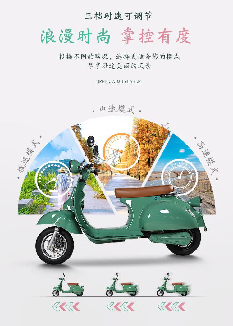 罗马假日电动车vespa复古摩托车网红电瓶车6072v代步车踏板车高速