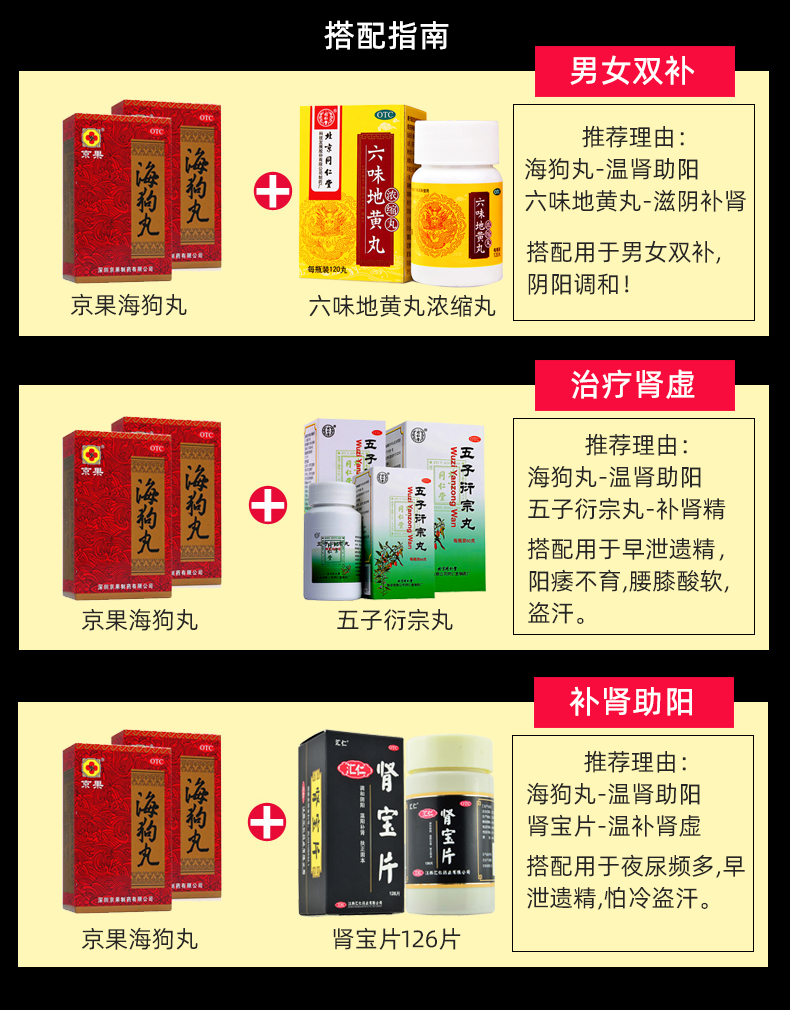 京果海狗丸120粒男性丸肾虚丸人参中药调理 保密发货 海狗丸3盒送
