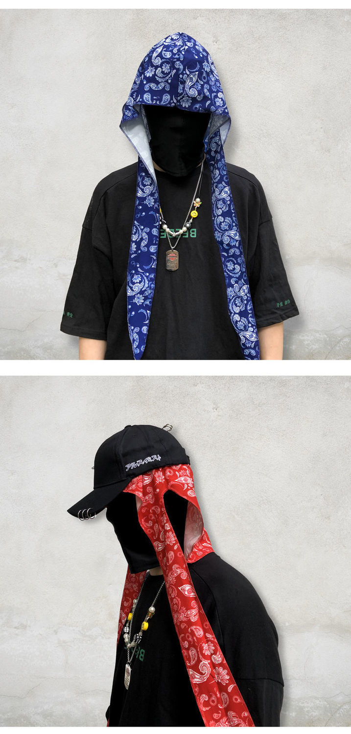 卡若登新品方巾嘻哈王一博头巾男腰果花方巾潮牌街头巾女包头帽嘻哈