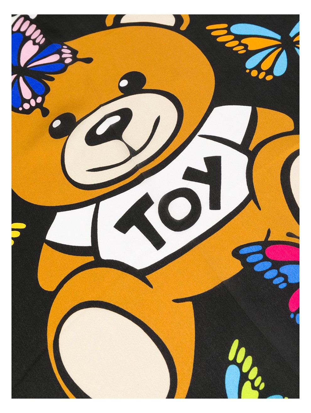 moschino莫斯奇诺女士泰迪熊蝴蝶图案撞色长款丝巾03712m2220006白色