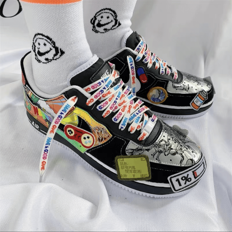 适配1/1 二次元可拆卸魔术贴电玩空军一号af1鞋带 艾欧尼亚布贴一组