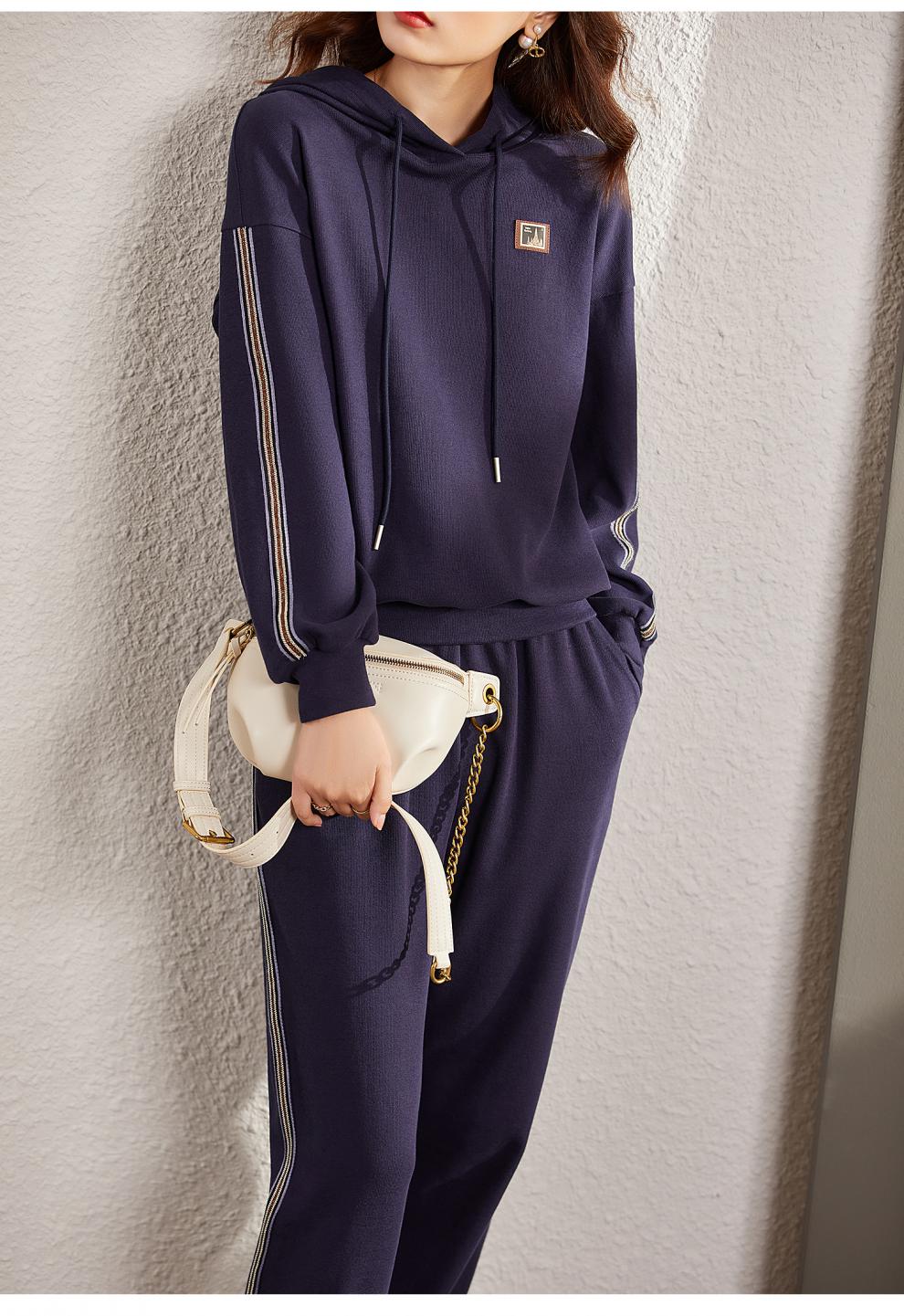 梵希蔓休闲运动风洋气减龄两件套裤装秋季新款女装套装连帽卫衣 f8969