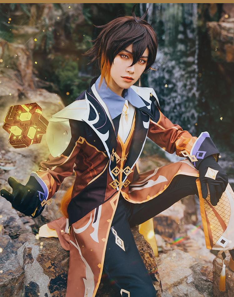 2022新款现货 二月境原神cos钟离cos服旅行者动漫套装cosplay服装全套