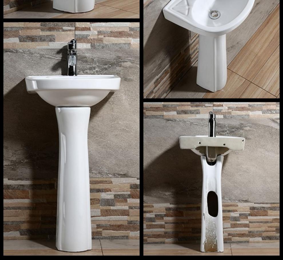 银枪立式陶瓷洗脸盆立柱盆阳台洗手柱盆卫浴立柱盆洗手盆小户型卫生间