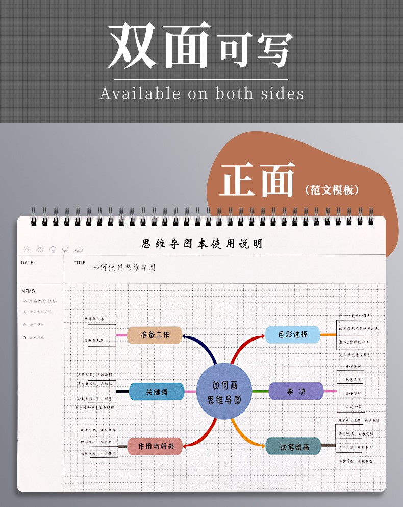 圖本子帶模板的本大學生網格小學生筆記格子考研閱讀方格本空白活頁本